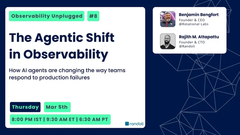 Thumbnail of the recording of the Randoli webinar 'The Agentic Shift in Observability'