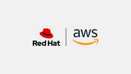 Red Hat and AWS logos