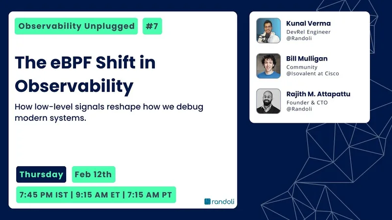 Thumbnail of the recording of the Randoli webinar 'The eBPF Shift in Observability'